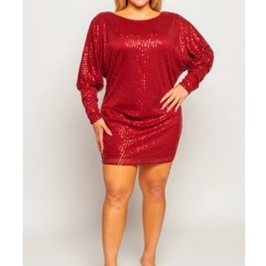 Sparkling Sequin Stretch Dolman Mini Dress